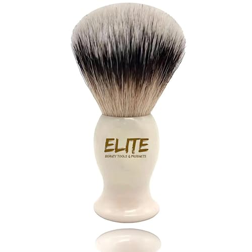 Shaving Brush Rich Lather with Plastic Box for Travelling Bristle Travel Brush for Male Grooming, Barbers and Salon. Wet Shaving Brush for Men (White)