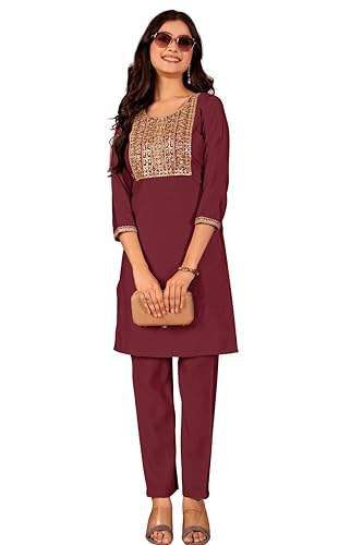 Image of Women's Embroidered Kurta Pant Set | Ethnic Kurta with Pant | Festive & Casual Wear Suit Set for Women