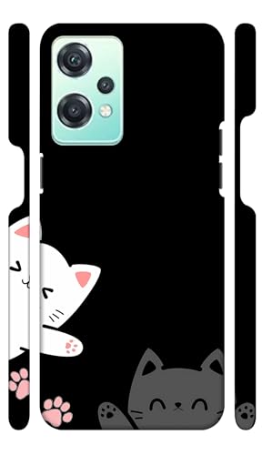 Image of White Grey Kitties Designer Printed Hard Back Cover for Oneplus Nord CE 2 Lite 5G Attractive and Uniquely Crafted Smartphone Case