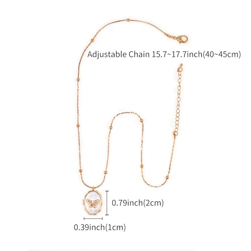 Aditigarden Dainty Gold Necklace For Women 14K Gold Butterfly Shell Locket Charm Necklace Women Teen Girls Gifts thumb #5