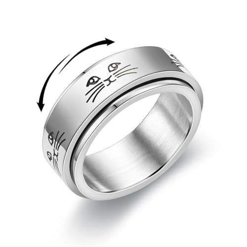 Bague anti-anxiété pour les amoureux des animaux, bijou rotatif anti-stress