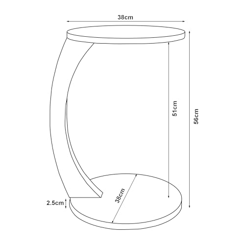 [en.casa] Beistelltisch Holeby Couchtisch Sofatisch auf Rollen Betttisch Laptoptisch C-Form Wohnzimmertisch Rolltisch runde Tischplatte Kaffeetisch 56 x Ø 38 cm Abstelltisch Sandsteinfarben