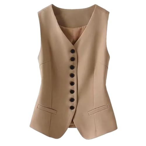 Women'ssuit Vest Sleeveless Waistcoat Coat V-Neck Casual Vest