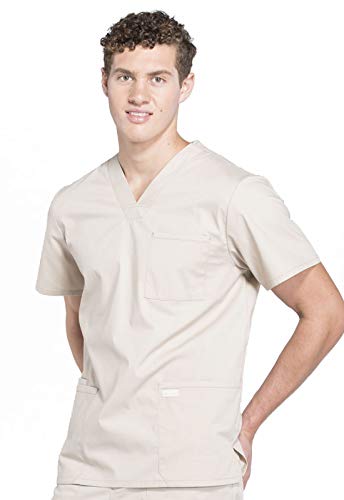 Image of Cherokee WW Professionals Men's V-Neck Scrub Top 4 Pockets Medical Shirt