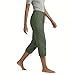 AKTCVVJ Womens Capri Pants Drawstring Elastic Waist Linen Pant Straight Leg Cotton Capris Summer Vacation Pant with Pockets Army Green