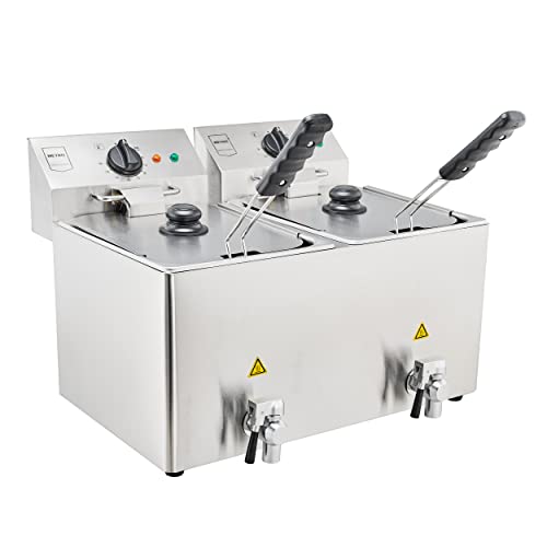 Friggitrice Elettrica CROSSON Doppio Serbatoio 12L 6000W - Acciaio Inox, Scarico Olio - Foto 3