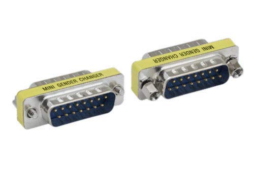 KENTEK Mini DB15 15 Pin Male to Male M/M for PC MAC VGA Mini Adapter Gender Changer Coupler D-Sub