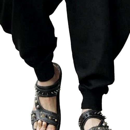 Mens Drop Crotch Drawstring Trousers Casual Loose fit Harem Pants Regular Elastic Waist Harem Pants3