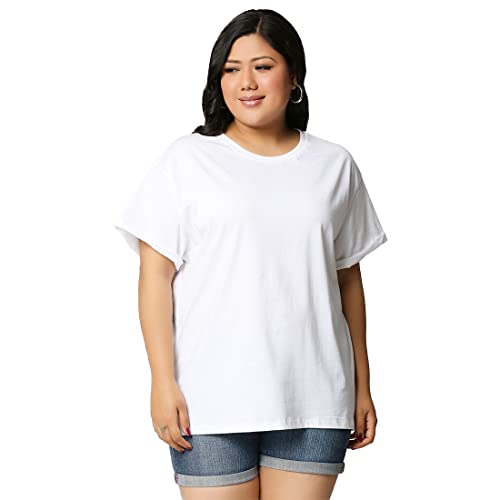 Image of Bewakoof Women Cotton Solid Loose Fit T-Shirt