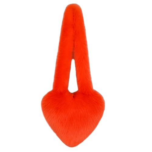 Women's Faux Fur Shoulder Bag Cute Heart Purse Soft Plush Shoulder Bag Furry Women's Crossbody