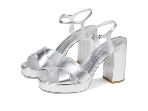 Stuart Weitzman, Women, Dayna Platform Sandal, Silver, 7.5, Medium