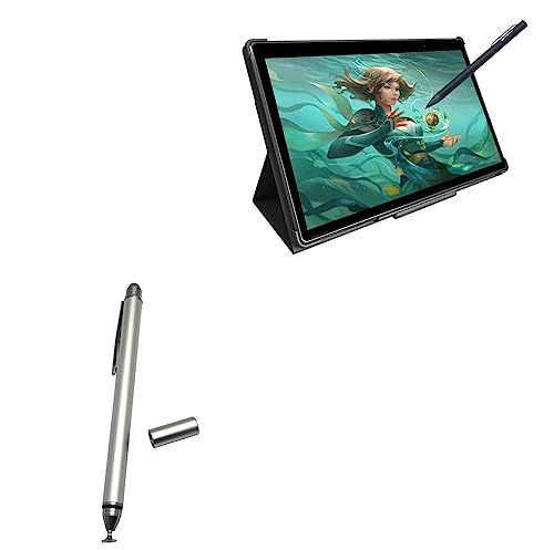 BoxWave Stylus Pen Compatible with Simbans PicassoTab XL (11.6 in) - DualTip Capacitive Stylus, Fiber Tip Disc Tip Capacitive Stylus Pen for Simbans PicassoTab XL (11.6 in) - Metallic Silver