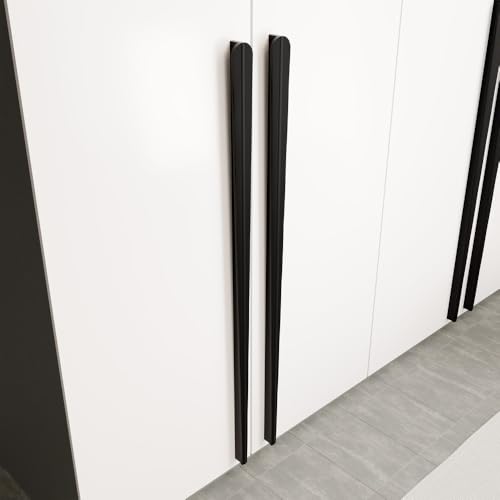 Image of LAPO 36 Inch Pull Handles for Drawer Units, Suitable for Cabinet & Wardrobes Doors, Smooth Hold Style, Rust Resistant Surface, Hole to Hole Size 90 cm, Quick Install Setup (Black, Pack of 3)