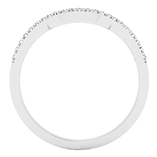 Dazzlingrock Collection 0.15 Cttw 10K Round Diamond Womens Stackable Wedding Contour Band Guard Ring, Solid White Gold3