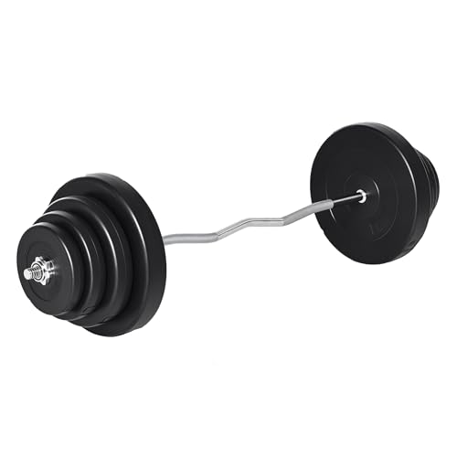 HOMCOM Set di Bilanciere e Dischi da 70 kg totali con 8 Pesi, Bilanciere Palestra Regolabile Antiscivolo in Acciaio, Plastica e Sabbia, Barra Ø25 mm, 140x38.5x38.5cm, Nero