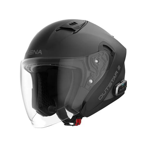 Sena Outstar 2 Smart-Kommunikations-Jethelm mit Mesh Intercom 3.0 und Bluetooth (Matt Schwarz, L)