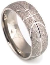 Men's Titanium Ring Basketball Wedding Band Satin Finish Comfort fit 8mm NBA