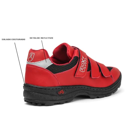 Sapatilha Ciclismo Masculino Feminino Sem Clip Para Pedal Oxy Sport Confortável Preto e Vermelho (PR