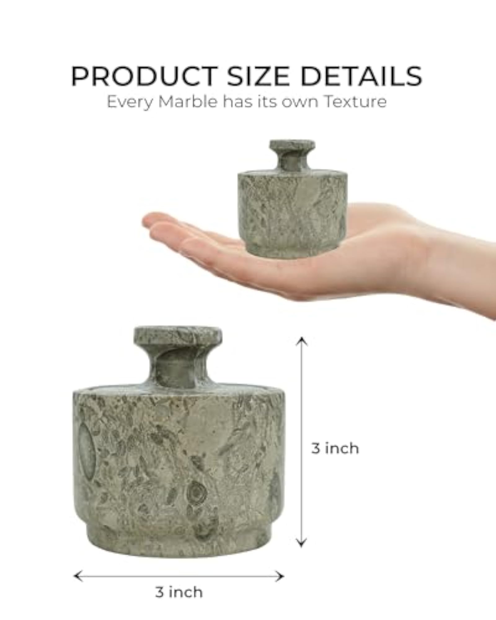 Natural Marble Salt Cellar with Lid, Stone Salt Container