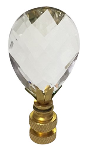 Image of Royal Designs, Inc. Medium Diamond Swiss Cut Clear K9 Crystal 2.75 inch Lamp Finial for Single Lamp Shade, Polished Brass Base (CCF-2006M-PB-1)