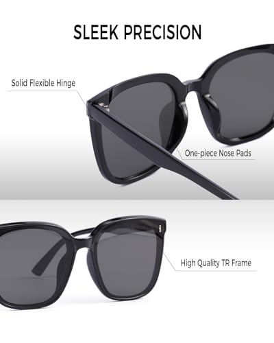 Square Sunglasses for Men Women, Classic Retro Style with TR Frame UV400 Protection Oversized Sun Glasses3