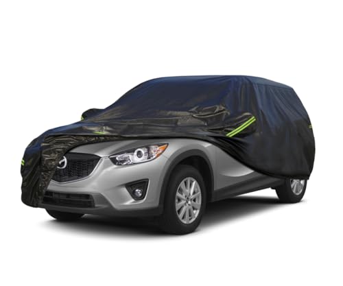 Image of KouKou Waterproof SUV Car Cover Suitable for Mazda CX-5 from 2012 to 2025, 7 Layers Windproof All Weather Waterproof Outdoor Cover Sun Rain UV Dust Snow Protection. Black