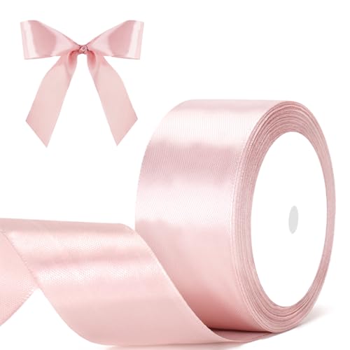 G2PLUS Baby Pink Satin Ribbons 40mm: Wide Deocrative Ribbons for Gift Wrapping Crafting Party Decoration & 22m