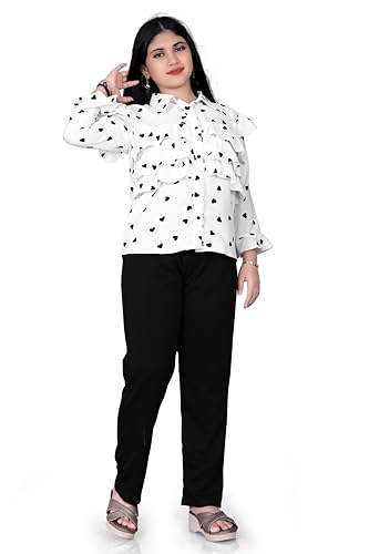 Image of Girls /Kids Printed Floral Designer Top and Palazzo Set Crop Top and Palazzo Set Printed /Fancy Palazzo and top Set for Girls with tie in Waist