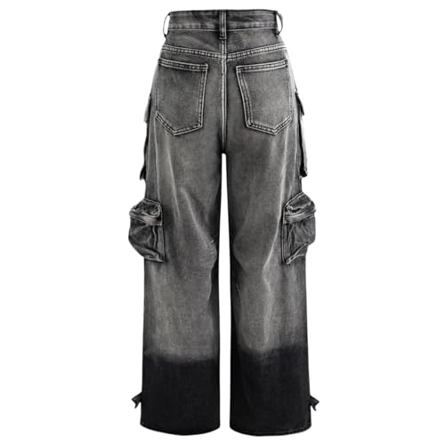 Women's Cargo Jeans Y2k High Waisted Baggy Pants Straight Wide Leg Jeans Multi-Pocket Boyfriend Jeans Streetwear2