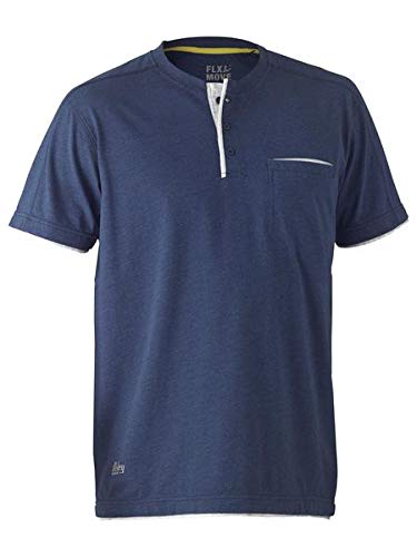Camiseta Henley Bisley Workwear UKBK1932 de algodón Flex Move para hombre azul