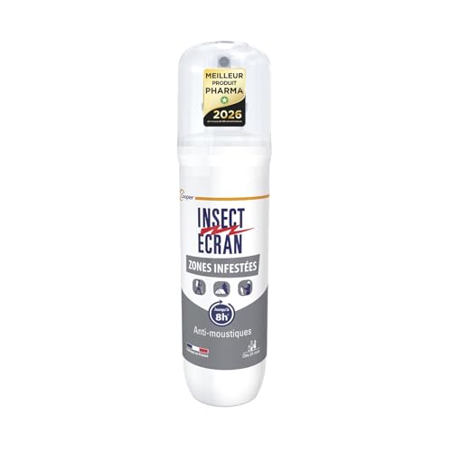 INSECT ECRAN - Anti-moustiques Zones Infestées - Efficacité 8h - Spray répulsif peau - Protection contre les piqûres de moustiques - 100 ml