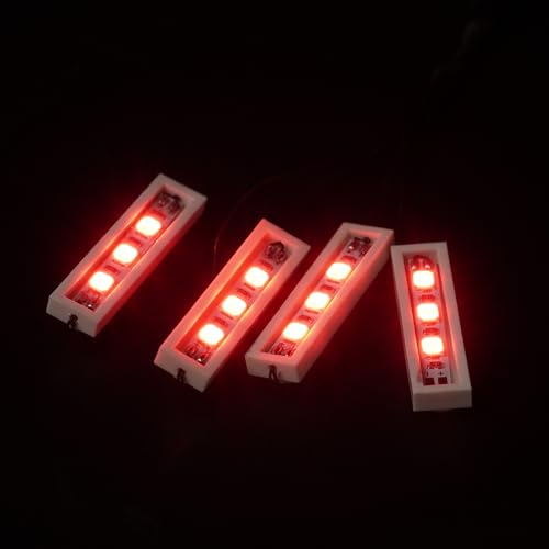 BrickBling 4 Weiss 1x4-Steine/Rot LED-Downlights in Einer Reihe (Vier in einem Downlights), USB-betrieben – 100% kompatibel mit Lego-Steinen