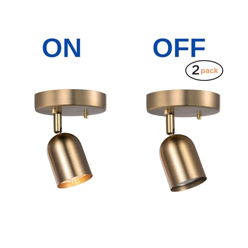 Image of 2 Pack 1 Light Track Lighting Modern Ceiling Spotlight Indoor with Matte Brass, Multi-Directional Adjustable Wall Mount Spot Lights for Bedroom Living Room Hallway Kitchen Corridor Stairs