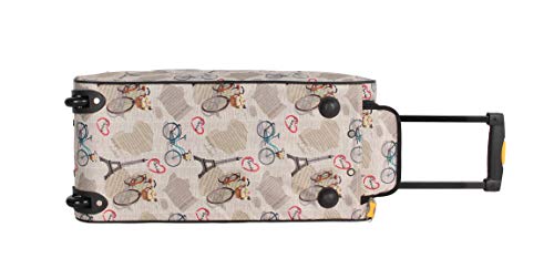Lucas Luggage 22 Inch Printed Rolling Carry-On Suitcase Wheeled Duffel (22in, Paris)4