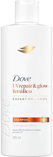 Frasco do shampoo Dove UV Repair & Glow + Ferúlico de 370ml visto de frente