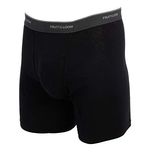 Fruit of the Loom, 12 Pack Random, Men's Underwear - Cotton Boxer Briefs with Fly, Tag Free Blue4