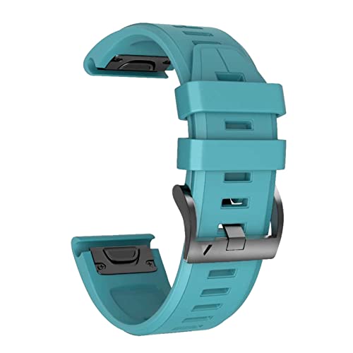 Bracelet de montre 22mm pour Garmin Fenix 6 en silicone bleu vert