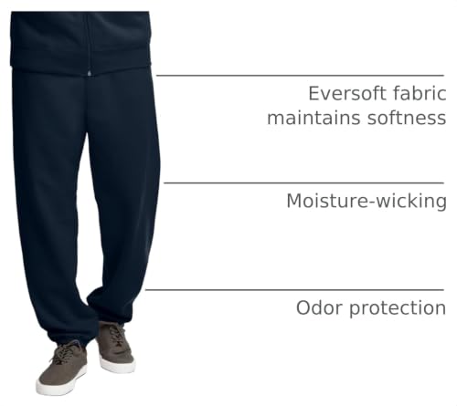 Image of Fruit of the Loom Eversoft Fleece Elastic Bottom Sweatpants with Pockets, Relaxed Fit, Moisture Wicking, Breathable