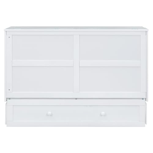 Generisch Mobiles Schrankbett 140x200 cm Mit 2 Schubladen & Regalen | Platzsparendes Klappbett Aus Kiefernholz & MDF | Staufähiges Wandbett Mit 180 kg Tragkraft – Bild 8