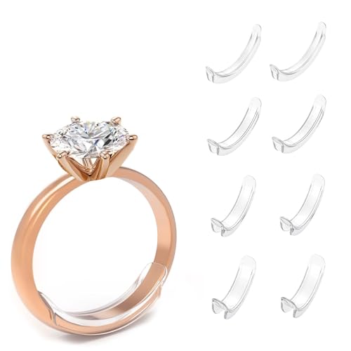 8 Stück Ring Verkleinerung Ring Verkleinern zu Groß Ringeinlage Ringeinlage zum Verkleinern für lose Ringe passend für alle Ringe unsichtbarer Ringgrößenversteller (Frauen/Männer)