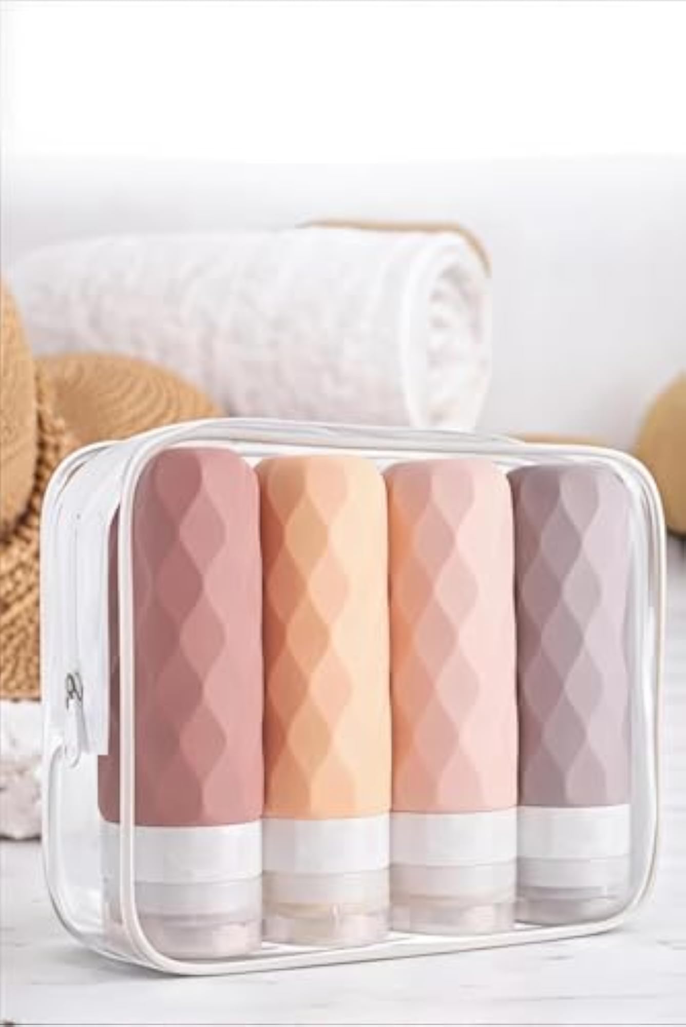 Refillable Silicone Travel Bottles Set with Zip Pouch, Leakproof