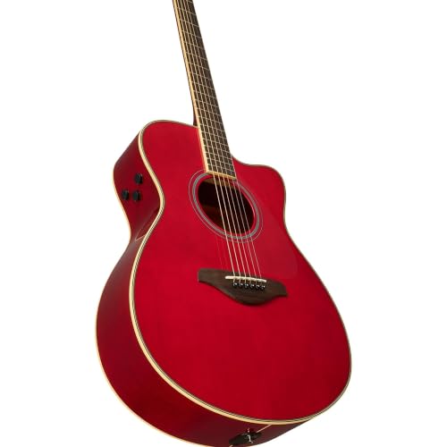 Image of Yamaha FGC-TA Concert Cutaway Transacoustic Guitar w / Chorus and Reverb, Ruby Red | Solid Spruce Top, Mahogany Back and Sides, Nato Neck, Rosewood Fingerboard, SYSTEM70 Transacoustic with Reverb and Chorus
