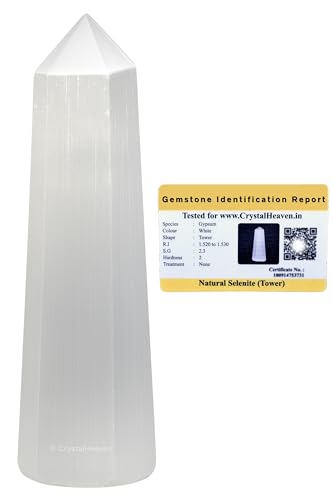Image of Certified Selenite Crystal Tower Obelisk Point For Chakra