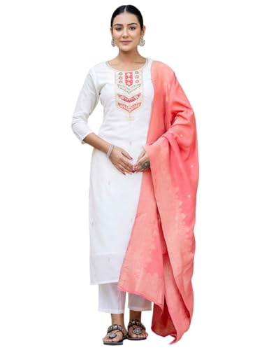 Kurti brodé haut de gamme et son ensemble pantalon dupatta pour femme