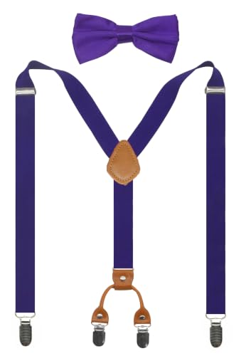 Image of Men's Suspenders Bowtie Set Elastic Y Shape Style Women's Suspenders Bowtie For Wedding&Formal Events