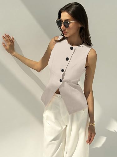Image of Aahwan Brown Solid Modern Sleeveless Fitted Waist Slim Round Neck Blazer& Top for Women's & Girl's