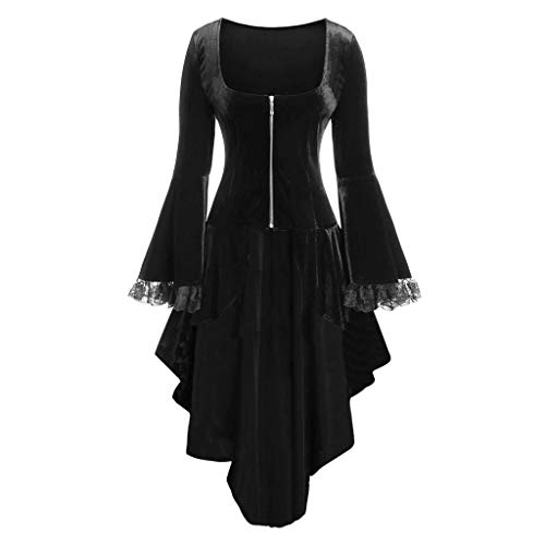 Preisvergleich Produktbild Halloween Kleid Damen,Patchwork Spitzekleider-Schöne Minikleid mit Reißverschluss-Abendkleider Knielang Unregelmäßig-Party Kleid-Gothic Kleider URIBAKY