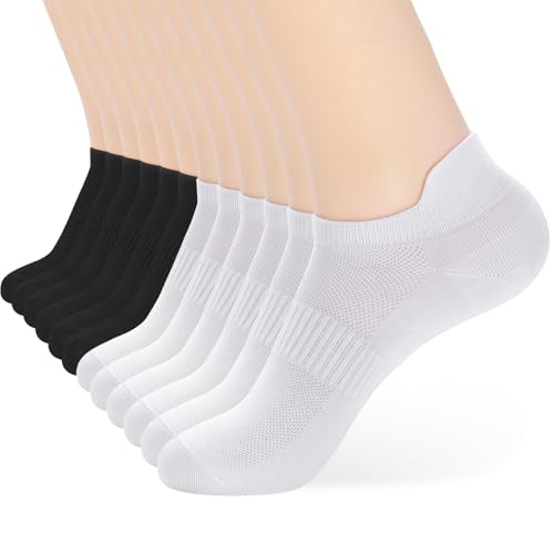 Image of ATBITER Ankle Socks Womens and Men Thin Athletic Running Low Cut No Show Socks With Heel Tab 6-12 Pairs | White Short Summer Athletic Running Yoga Pilates Workout Sneaker Socks Lightweight Non Slip Size 7-9 9-11