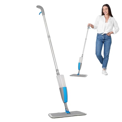 Trapeador de piso con pulverizador para limpieza de suelos, mopa de microfibra para suelos en seco, mopa de limpieza de suelos de cocina, cabezal giratorio de 360°, mopas húmedas con almohadillas