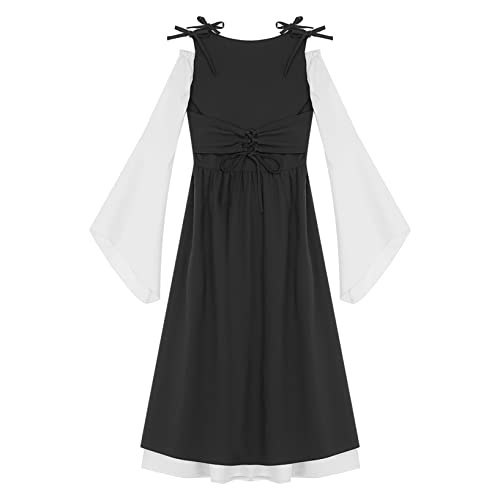 Yuumin Girls Medieval Princess Costume Renaissance Costume Robe Retro Gown Dress For Halloween Cosplay Dress Up Black 10 Years #TOP3